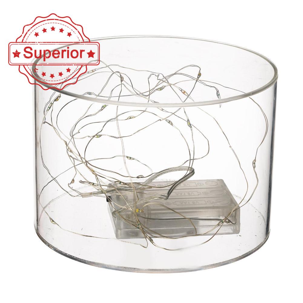 15cm Com Luz Branca Acrílico Transparente Preenchível Suporte Para Bolo Festa Tema De Casamento Oceano V4I1