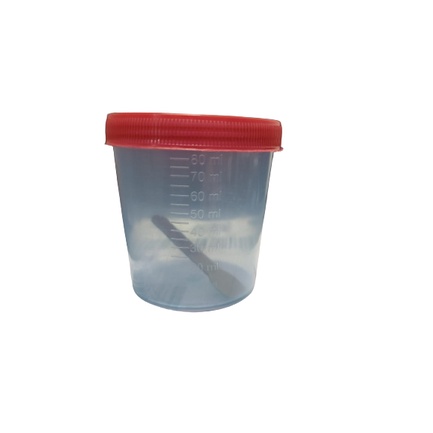 Coletor Universal Esteril 80ml Com Pá Tampa Vermelha