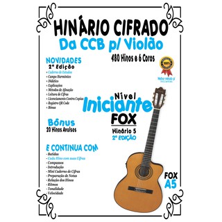 Hinário Cifrado da CCB Violão A5 17x21x3cm Colorido  - Nível Iniciante - Hinário 5 - 480 Hinos + 6 Coros - CCB