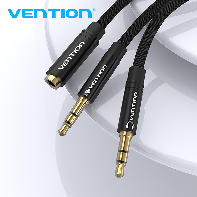 Vention Headphone Splitter Cable 3.5mm Female to 2 Male 3.5mm Mic Audio Y Splitter Wire Headset to PC Adapter