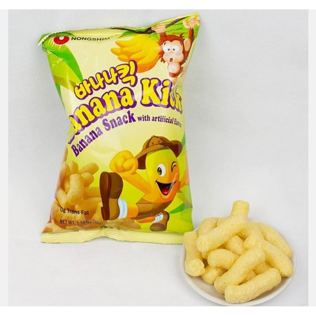 Banana Kick Salgadinho sabor banana snack coreano importado Shopee Brasil