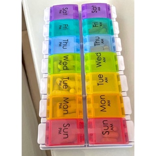 Porta Caps Organizador de Remédio e Suplementos Semanal Grande (até 15 capsulas p/ compartimento)