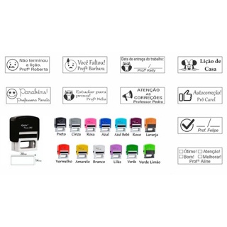 Carimbos Automático Pedagógico/Professores - Modelo Nykon Power 302 com Medida de 14x38mm em Oferta na Shopee