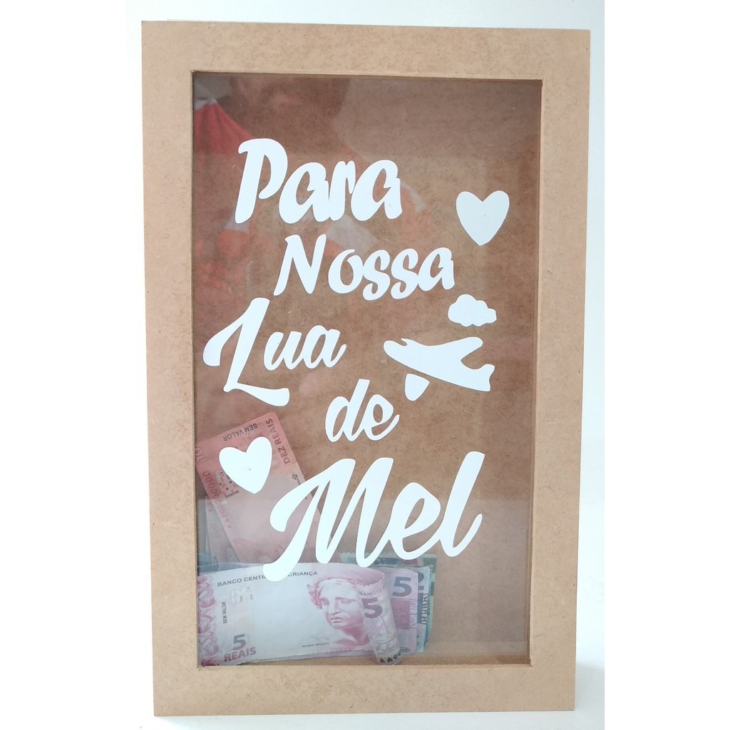 Caixa Quadro Cofre Mdf 27x17cm Para Nossa Lua De Mel