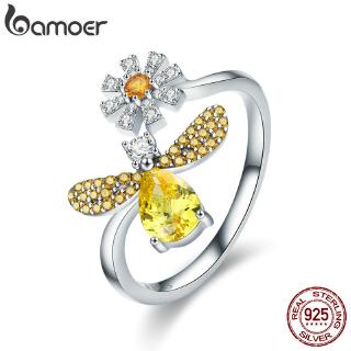 Bamoer Prata 925 Anéis Da Moda Abelha Benção Scr348