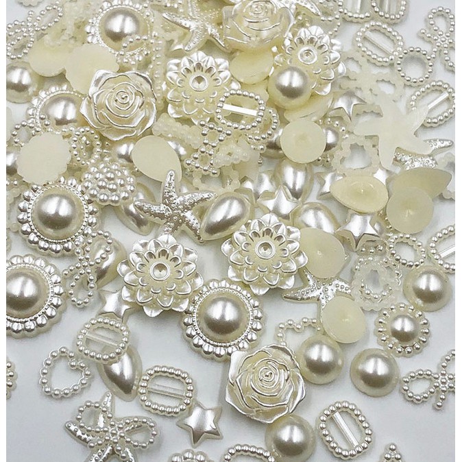 100Pcs Bege ABS Resina Meio Arco Redondo De Pérolas Alienígenas Para Arte Flatback Non Hotfix Rhinestones De Pérola Bijuteria