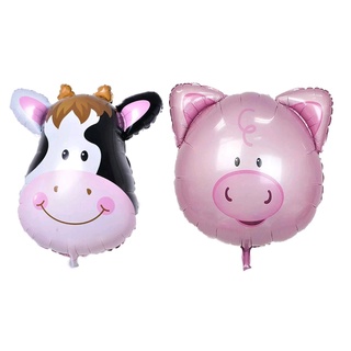 10 Balão Metalizado Animal Porco E Vaca Fazendinha Centro de Mesa 32*24cm - 5 cada