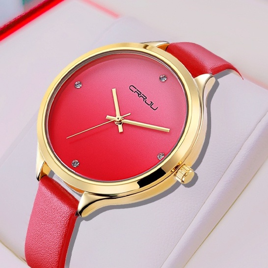 CRRJU Relógios Mulher Marca Original Moda Casual Esportivo Couro Quartzo À Prova D'água 2120 L - Watches