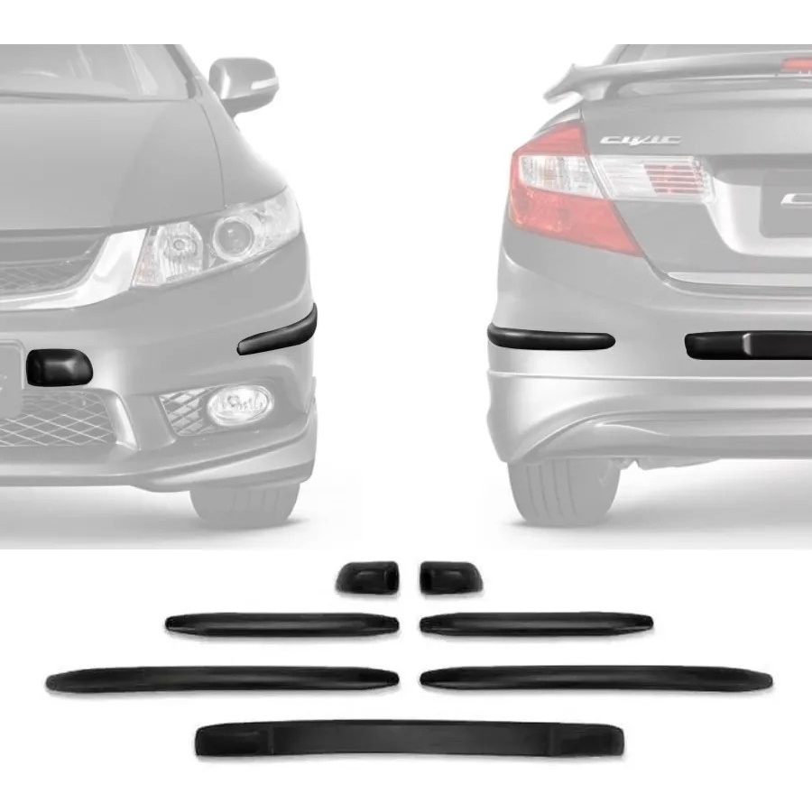 Kit Protetor Para-choque Borrachão Honda Fit City Civic Crv
