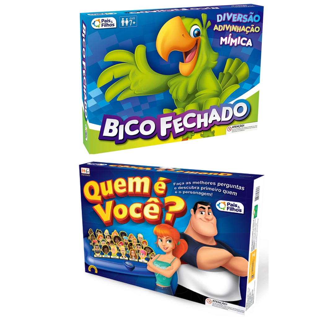 Jogo Quem é Você Top Line + Jogo de Mimicas Bico Fechado 7 Anos - Pais e Filhos