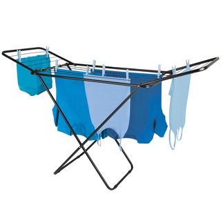 Varal De Chão Com Abas Retrátil Roupas Intimas Apartamento Articulado Mini Aço Preto Portátil Mor