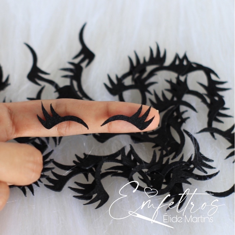 Cílios Gatinho em feltro preto - 50 unidades - Tamanhos variados em Oferta na Shopee