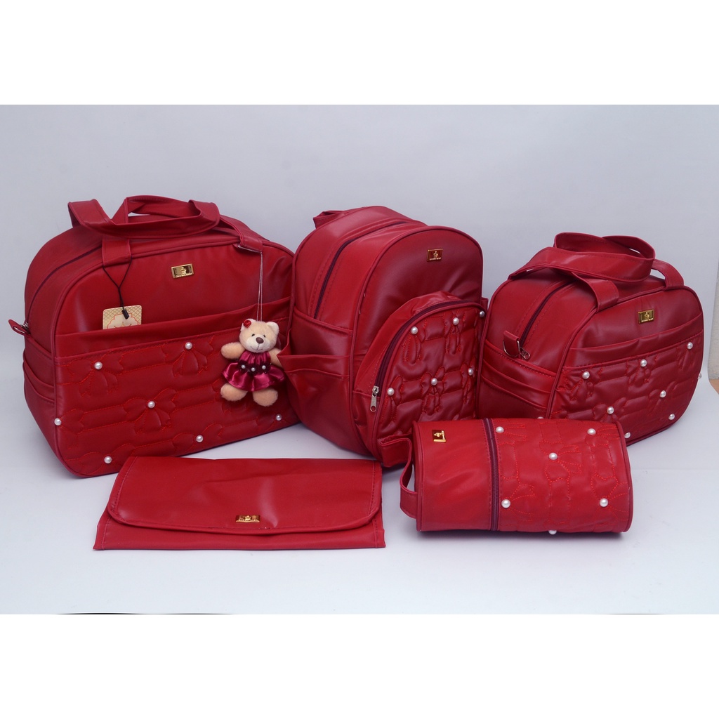 Kit bolsa/Mochila maternidade bebê gestante feminino/menina 5 peças luxo Melhor preço para gravida enxoval