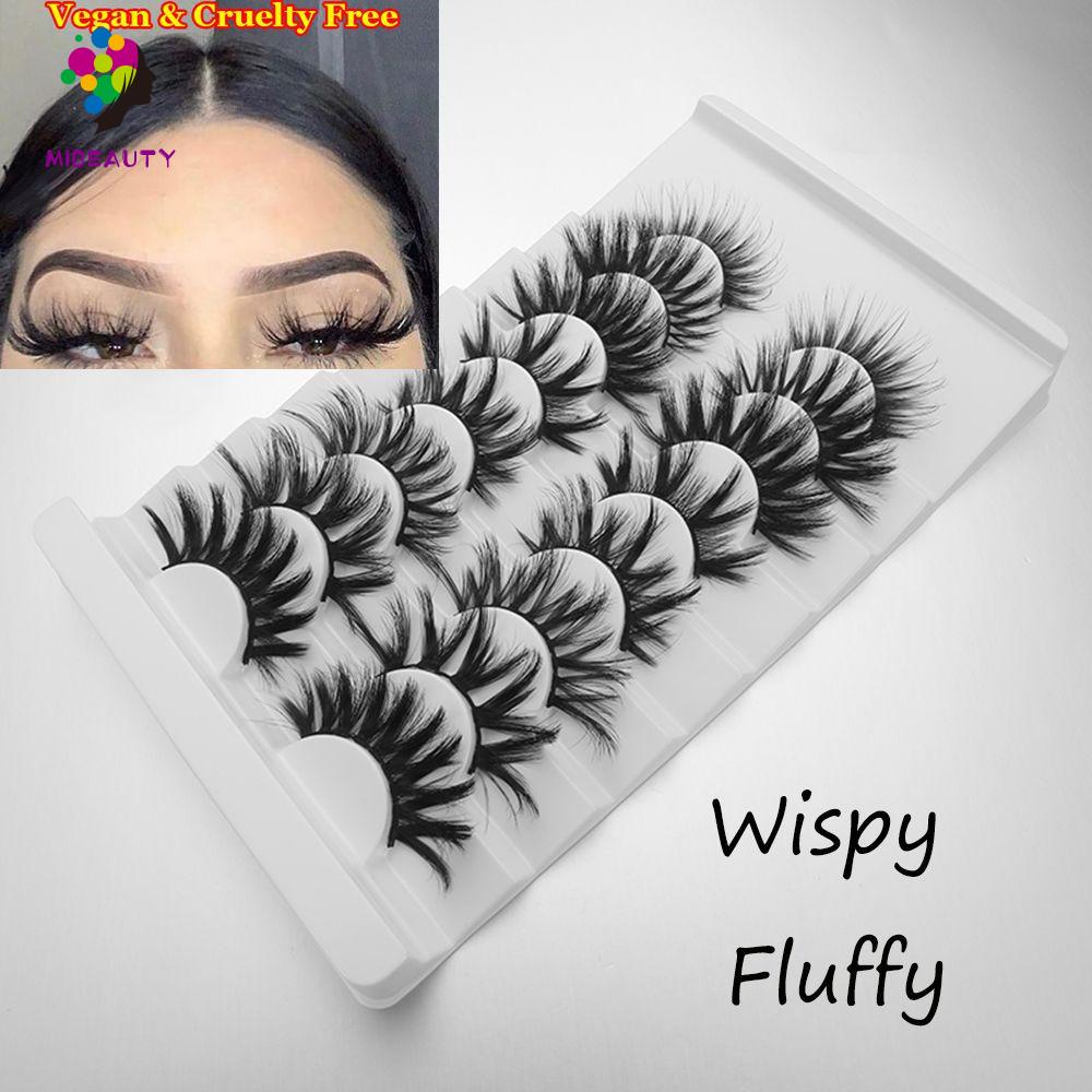 MIBEAUTY SKONHED 8 Pairs 3D Mink False Eyelashes Natural Wispies Fluffy Eyelashes Extension