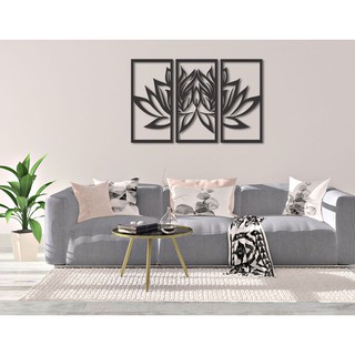 Quadro Decorativo Flor De Lotus Preto Vazado 3 Peças Mdf 3mm - 85x55 em Oferta na Shopee
