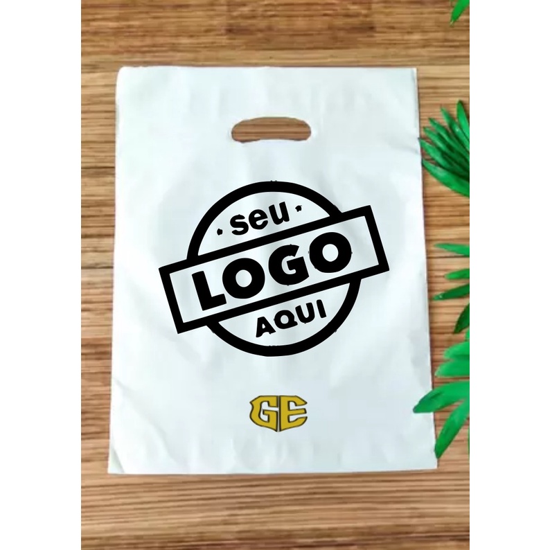 Promoção de Sacola Plásticas Boca de palhaço 30x40 personalizado 50 unidades EM 1 COR