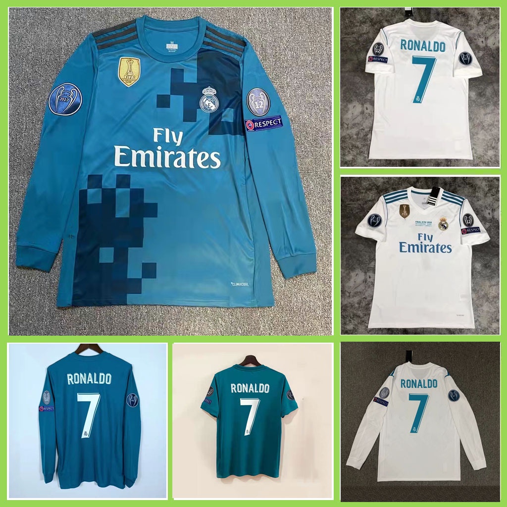 2017/2018 Camiseta Real Madrid Kyiv Manga Longa Retro Para Ronaldo