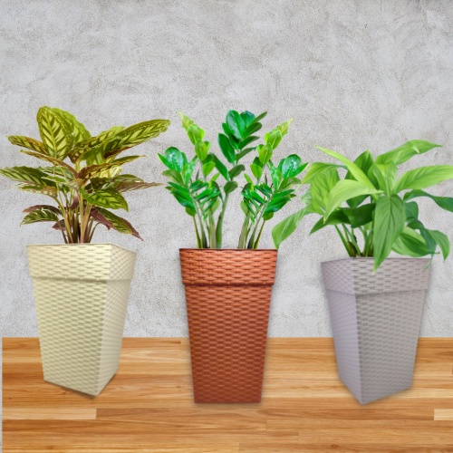 Vaso fiorira per piante Rato Low simil rattan 64 Lt colore: marrone grigiastro