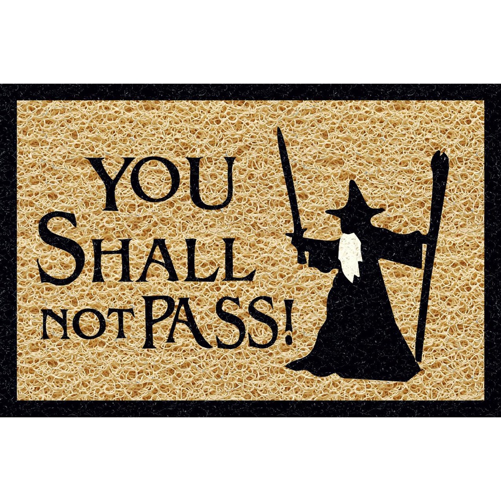 Tapete capacho personalizado you shall not pass senhor das anéis 60x40 cm bege.