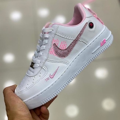 Nike air force gliter LV8 branco rosa force feminino branco rosa bb! ténis nike feminino/ | Shopee Brasil