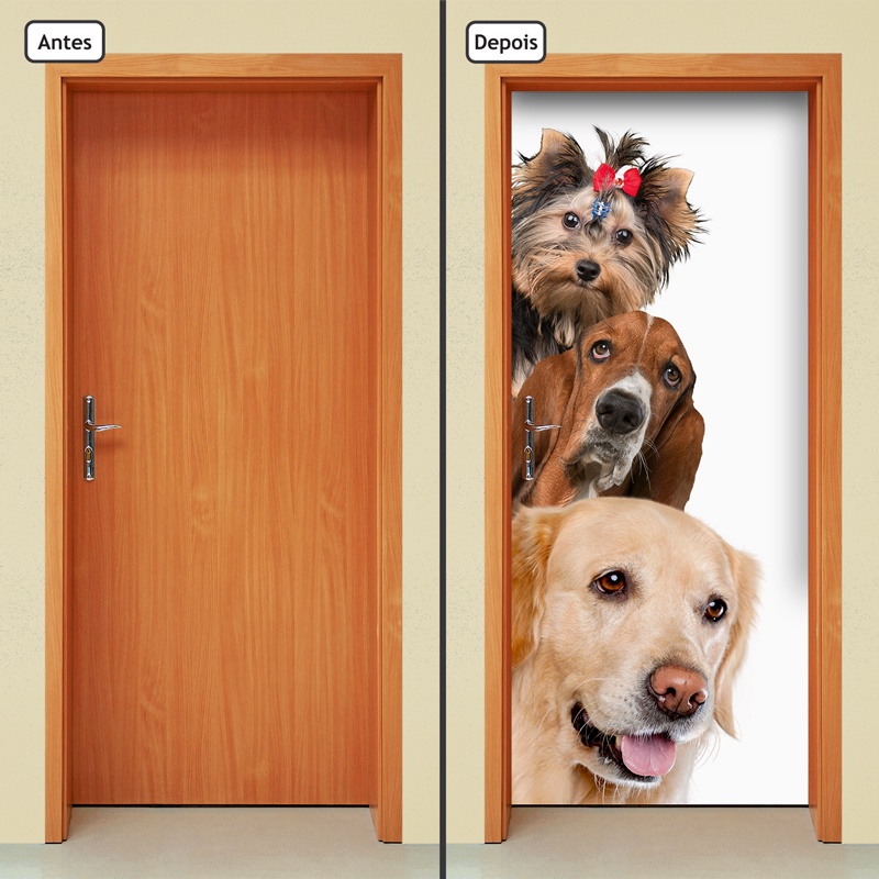 Adesivo Decorativo de Porta Parede Vidro Cachorros Pet Shop Animais Veterinário Gatos Pets Banho Tosa