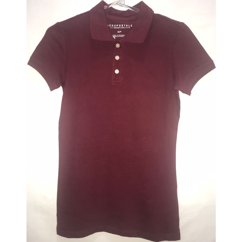 Blusa Camisa Aeropostale Gola Polo Lisa (Sem Logomarca) Feminina Cor Vinho Tamanho P Original