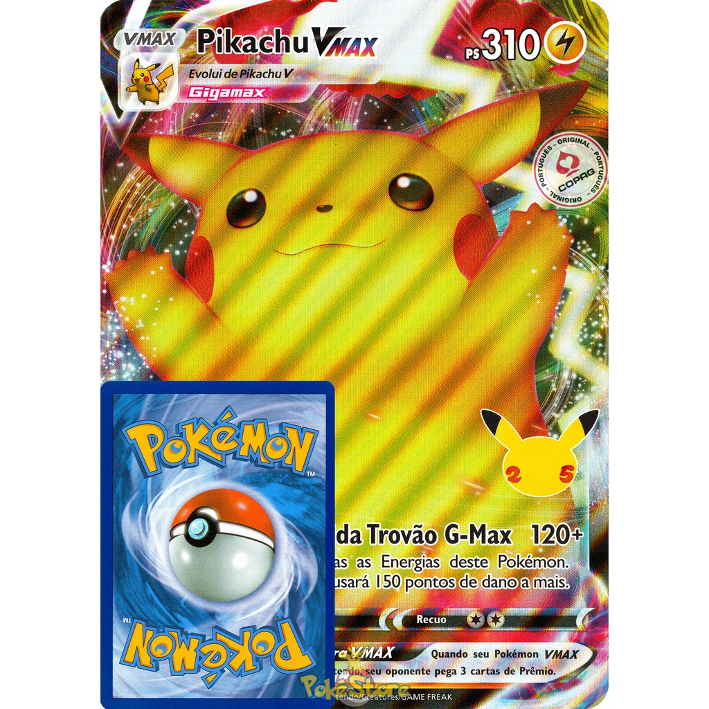 Carta Gigante Pokemon Pikachu VMAX Português Card Original Copag Promo SWSH062