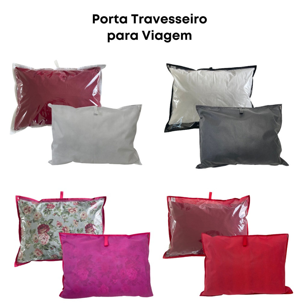 Kit 2 Porta Travesseiro para Viagem C/ Alça Capa impermeavel anti mofo e poeira