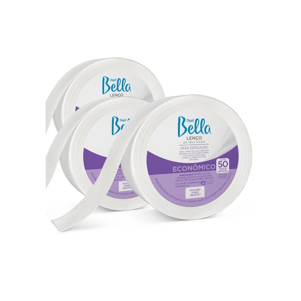 Kit C/ 03 Rolos - Lenço Tnt Depilatório Depil Bella 50m a em Oferta na Shopee