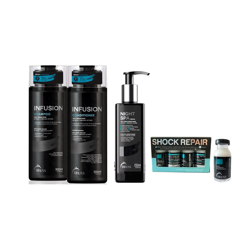 Truss Infusion Shampoo e Condicionador e Night Spa e Shock Repair