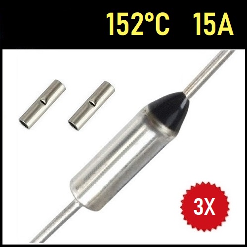 3 Fusível Térmico 15A 152C 152°C 152 Graus TF152 250V