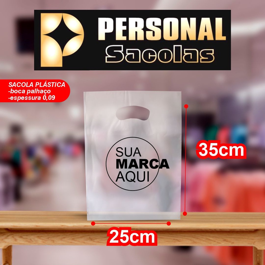 100 Sacolas de Plástico Personalizada 25x35 Espessura 08 iMPRESSÃO EM 1 COR E 1 LADO em Oferta na Shopee