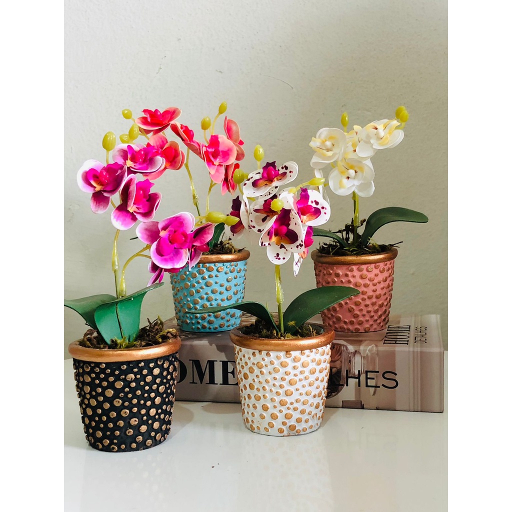 Arranjo de orquídeas permanentes vaso cerâmica, varias cores decoração |  Shopee Brasil