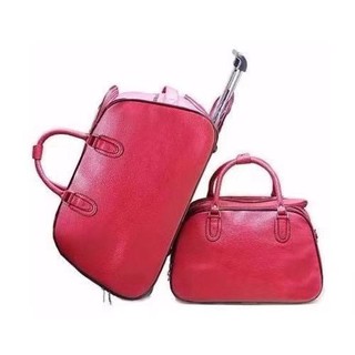 KIT JOGO Conjunto Bolsas Viagem Mala Com Rodinhas E Bolsa Mão Couro Sintético Varias Cores