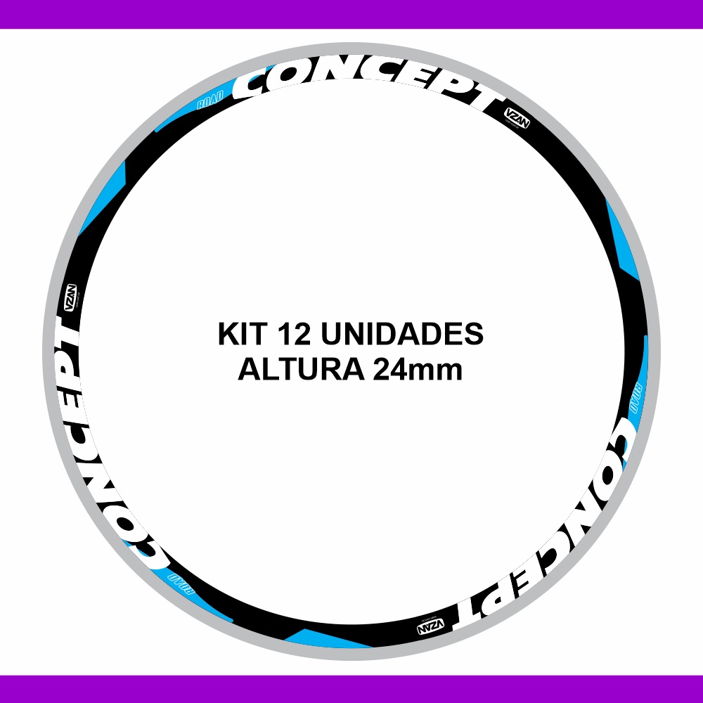 Adesivo para roda VZAN CONCEPT 12 unidades