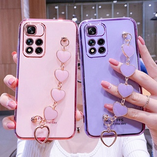 Capa de proteção contra queda com pulseira em formato de coração Para Redmi 10 Prime/ capinha