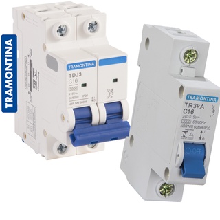 Disjuntor Monopolar Din Bipolar Duplo Tramontina 10A a 70A Curva C Unipolar