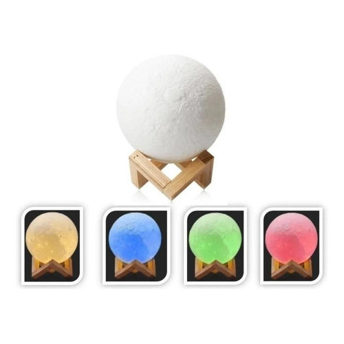 Luminária Led Mesa Moon Usb Lua Cheia Abajur 5 Cores