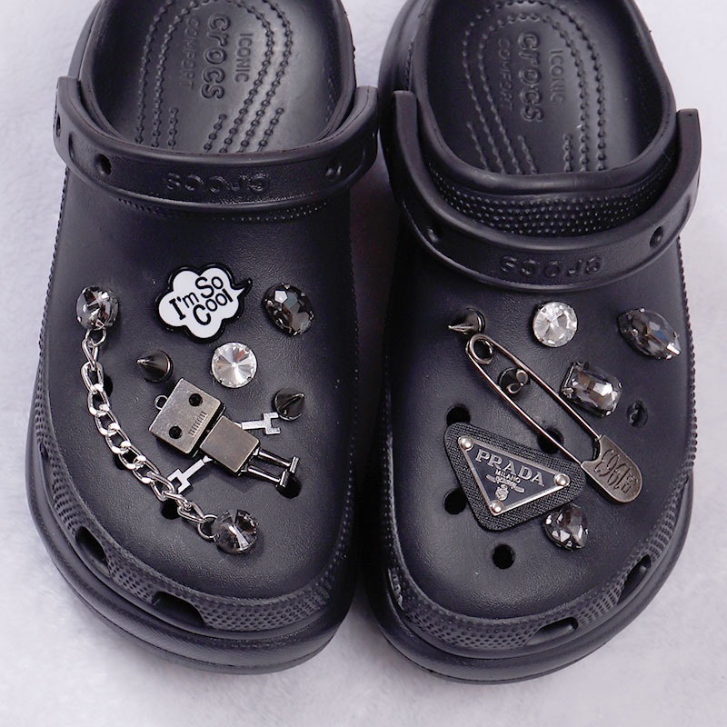 Fashion Crystal Robot Jibits Para Crocs Set Rebite Borboleta Sapato Charmoso Metal Croc Jibbits Corrente Mulheres DIY Diamante Sapatos Acessórios Decoração