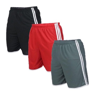 Shorts Futebol M ao G3 Bermuda Calção com Listra Lateral Juvenil Adulto Preto Academia Treino Short Piscina