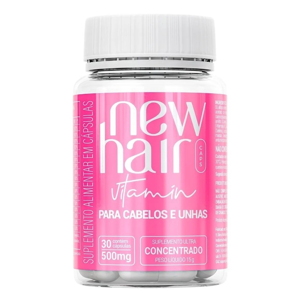 New Hair Caps Vitamina 30 Cápsulas 500mg Tratamento 1 Mês Shopee Brasil
