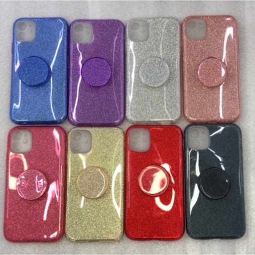Capa Para Celular Com Brilho A11/A21S Capinha Brilhosa Glitter Com Pop Suporte Colorida Compatível Para Modelo A11/A21
