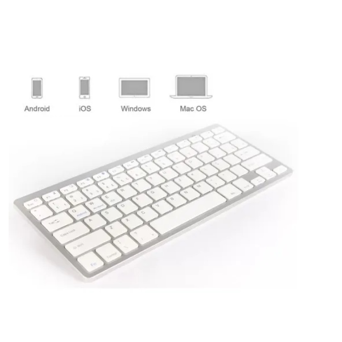 Teclado Bluetooth Sem Fio Tablet iPad Mac Pc Notebook Branco