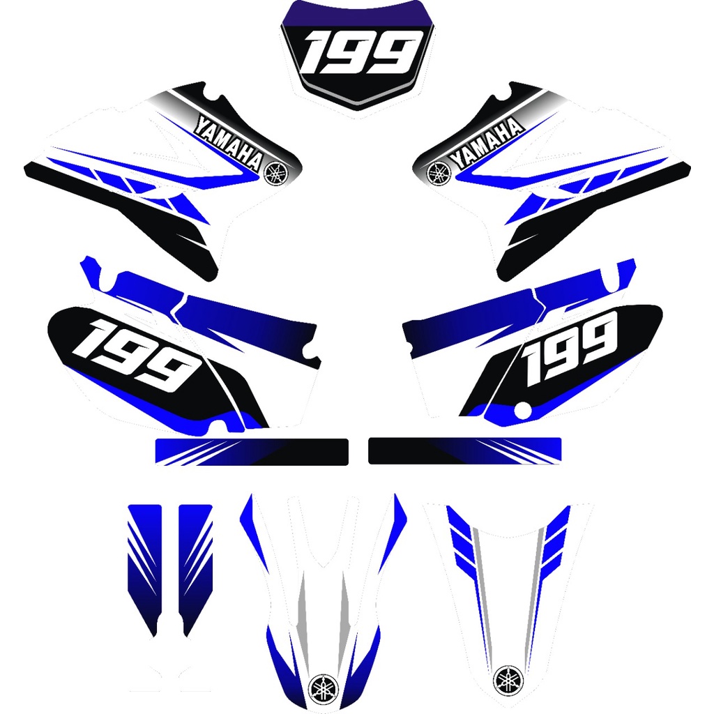 Kit Adesivo Moto De Trilha Ttr 230  Azul/BRANCO
