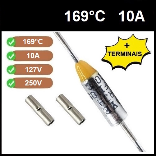 3 Fusível Termico 10A 169 Graus TF169°C 169° 169C 169g