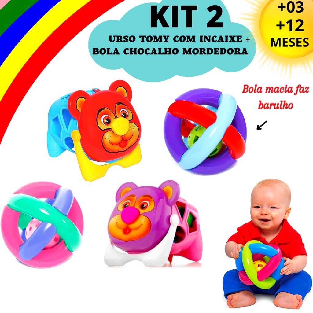 Kit 2 Brinquedo Divertido Educativo Infantil Crianca Encaixe Bebe Urso Bola Shopee Brasil