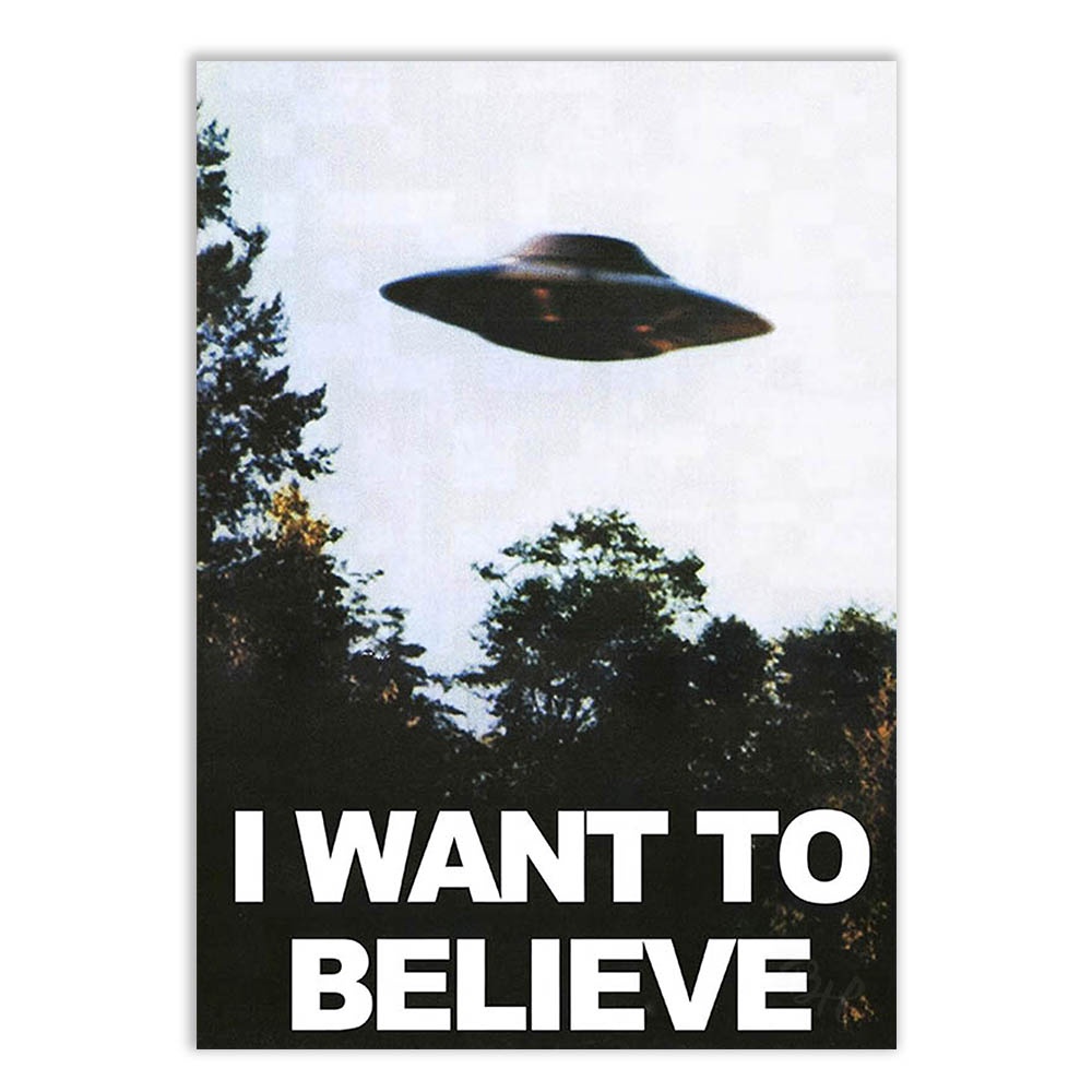 Placa Quadro Decorativo I Want To Believe Et Ovni Alien Disco Voador UFO Decoração Quarto Sala