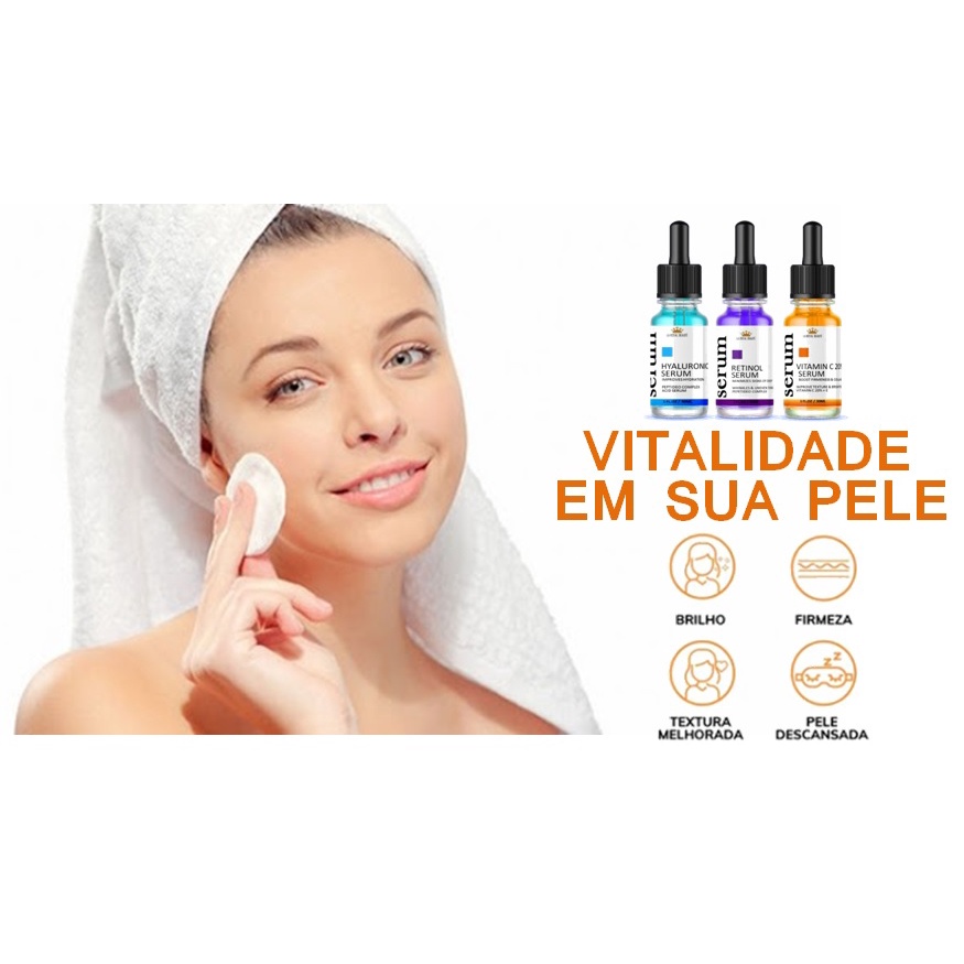 Kit Serum Facial Vitamina C + Hialuronico + Retinol Tratamento Completo ...