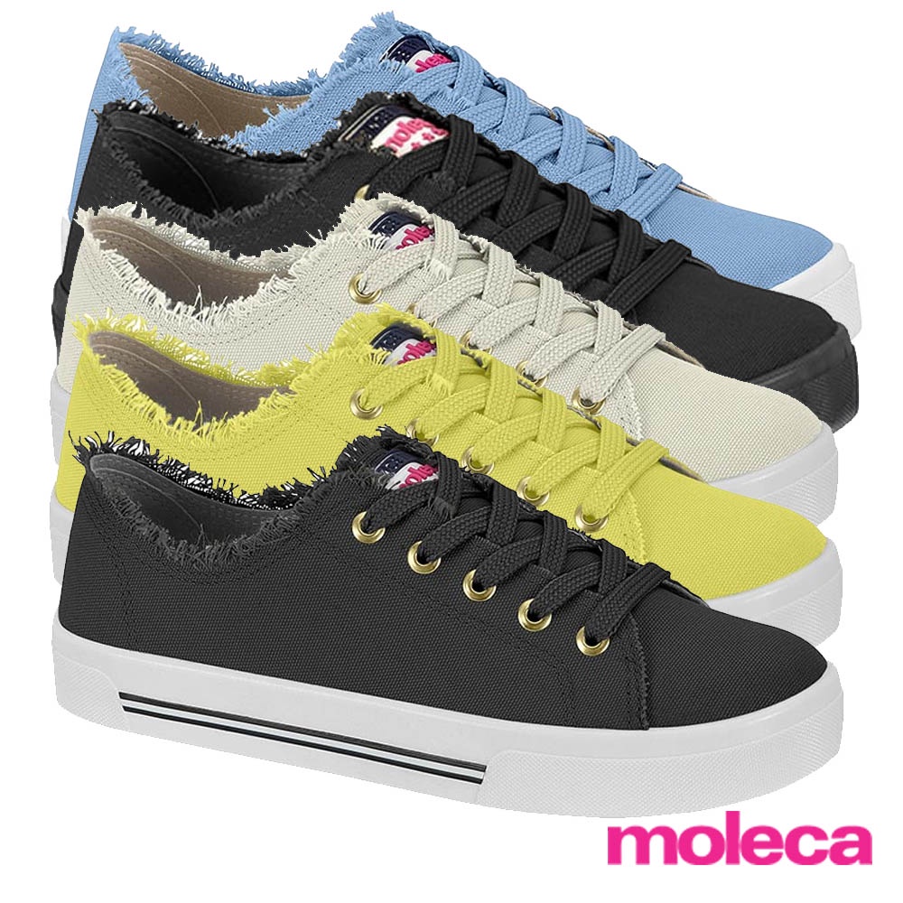 Tênis Casual Feminino Moleca com Cadarço Lançamento têndência de moda tenis preto ou branco ou colorido feminino