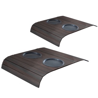 Kit 2 Bandejas Flexíveis Sofá Esteirinha Com Porta Copos Café Vinho Cerveja Água Esteira Mdf